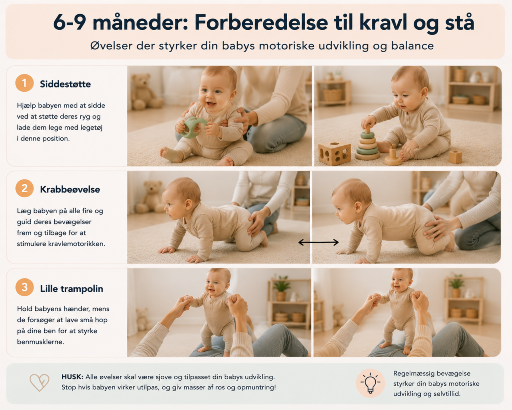 Babygymnastik øvelser til baby 6-9 måneder